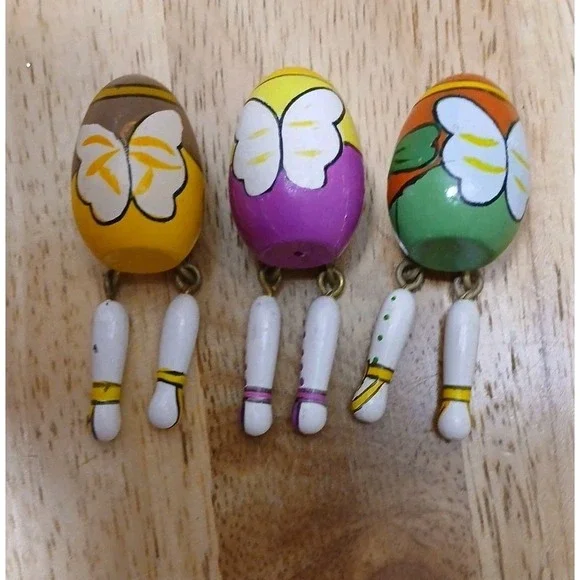 3 Wise Men Wooden Egg People Dangling Legs Christmas Decor Magi Nativity 2½" - Picture 3 of 7